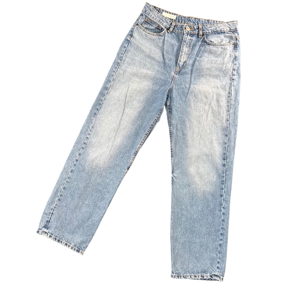 ZARA High Waisted TRF Mom Fit Jeans Light Wash‎ 12 (34x30) Classic Casual Denim